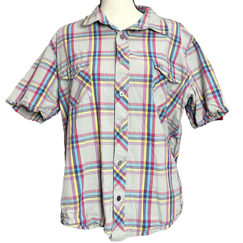 Op Shirt XL Button Down Plaid Gray